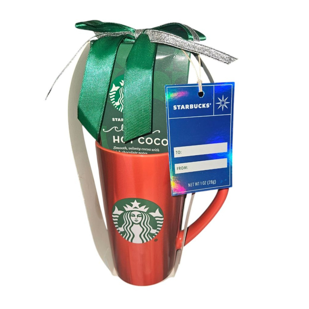 Starbucks Holiday Gift Pack - Festive Ceramic 16 OZ Coffee Mug New